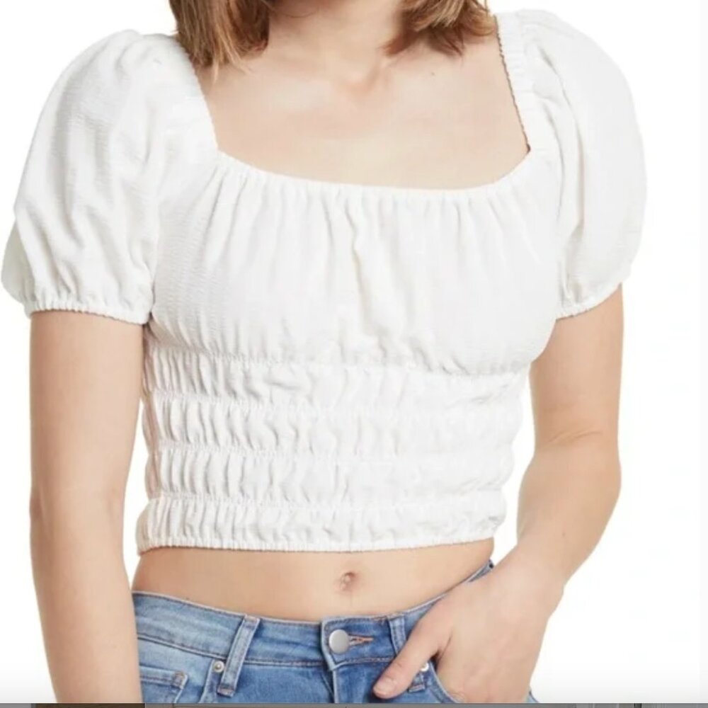 Elodie Womens Crop Top puff sleeves SZ XL Boho Cottagecore Romantic Y2K Vibes